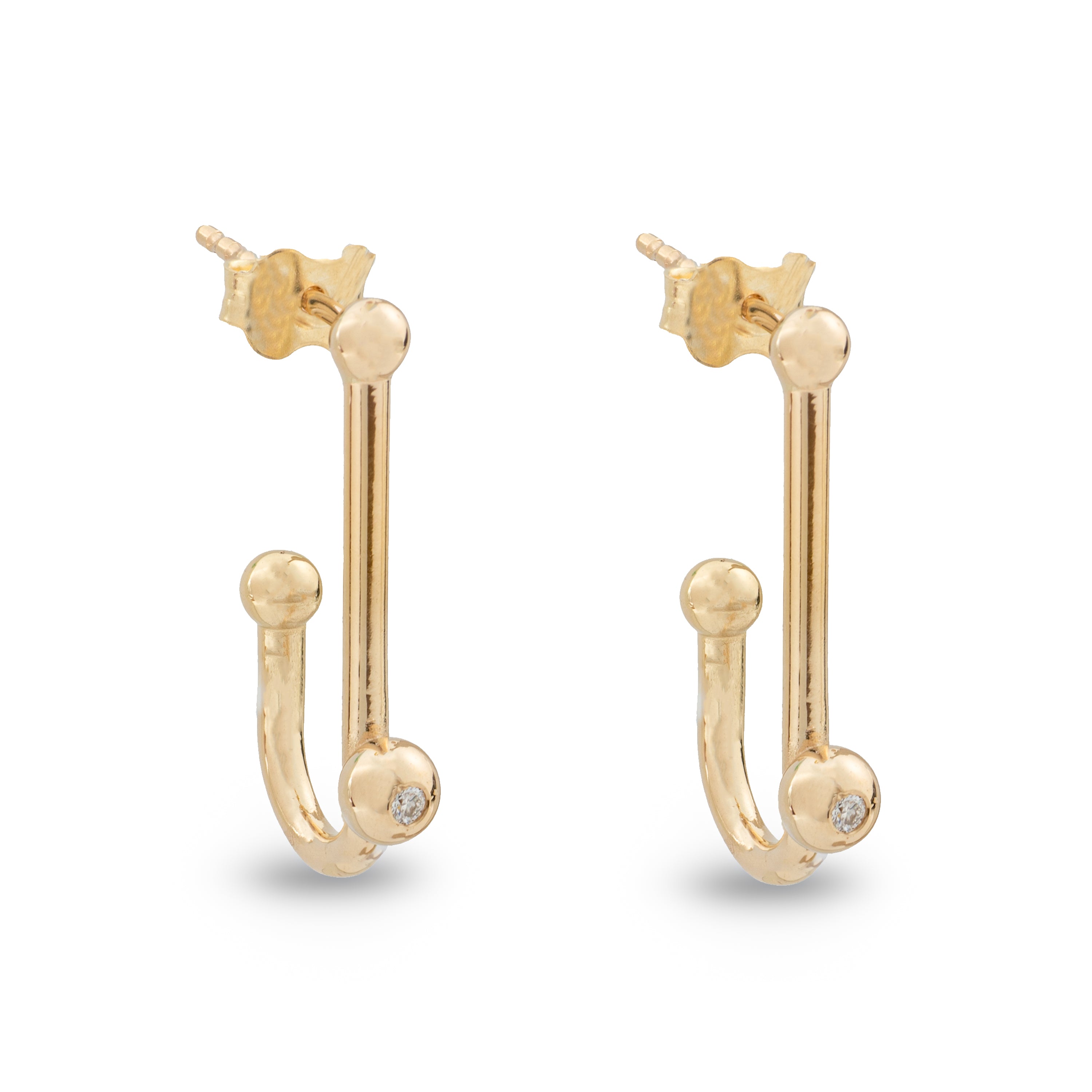 HOOK EARRINGS WITH BEADS & DIAMOND