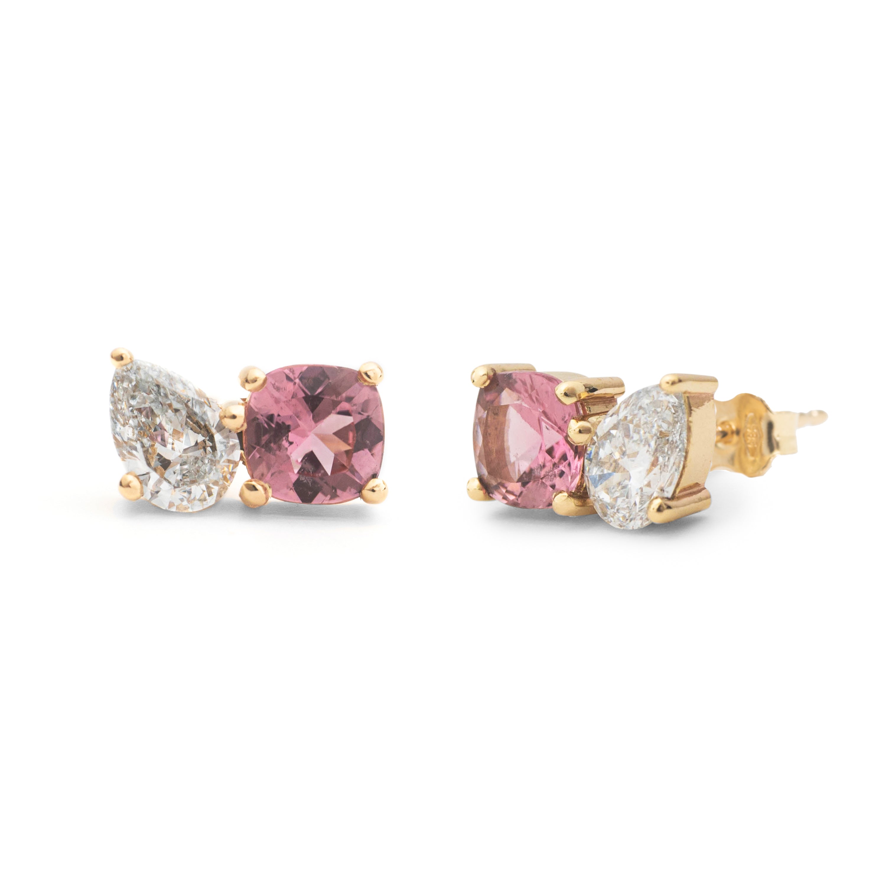 TWO TESSERAE EARRINGS - PINK TOURMALINE