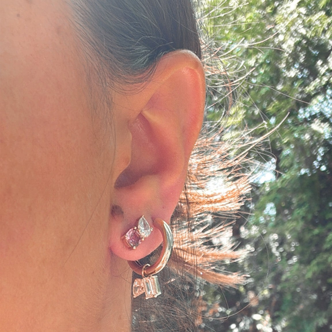 TWO TESSERAE EARRINGS - PINK TOURMALINE